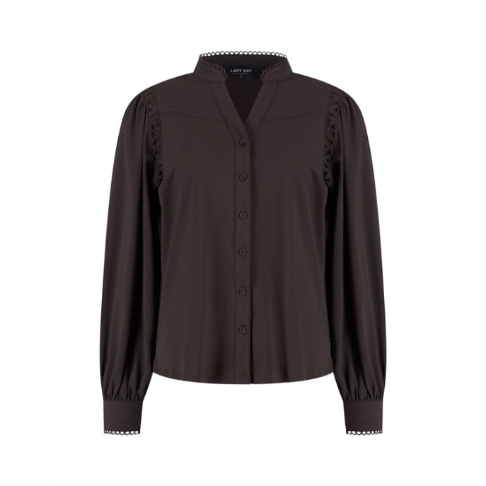 Lady Day Blouse Tammy open detail - Donker bruin Lady Day Blouse Tammy open detail - Donker bruin